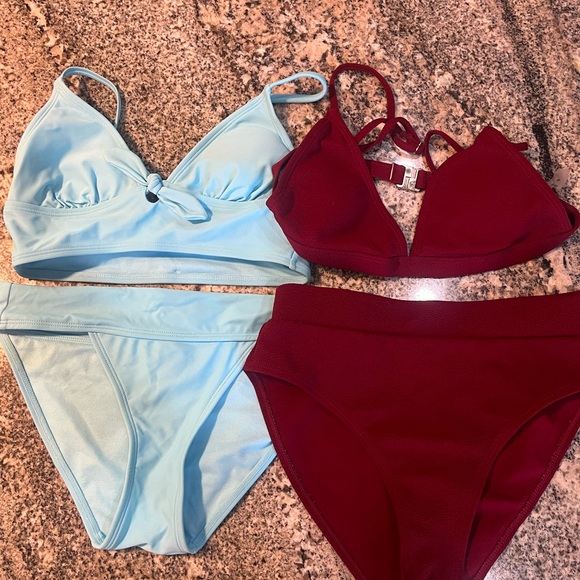 No Boundaries Other - No Boundaries Light Blue and Burgundy Bikini Set. Two for the price of one